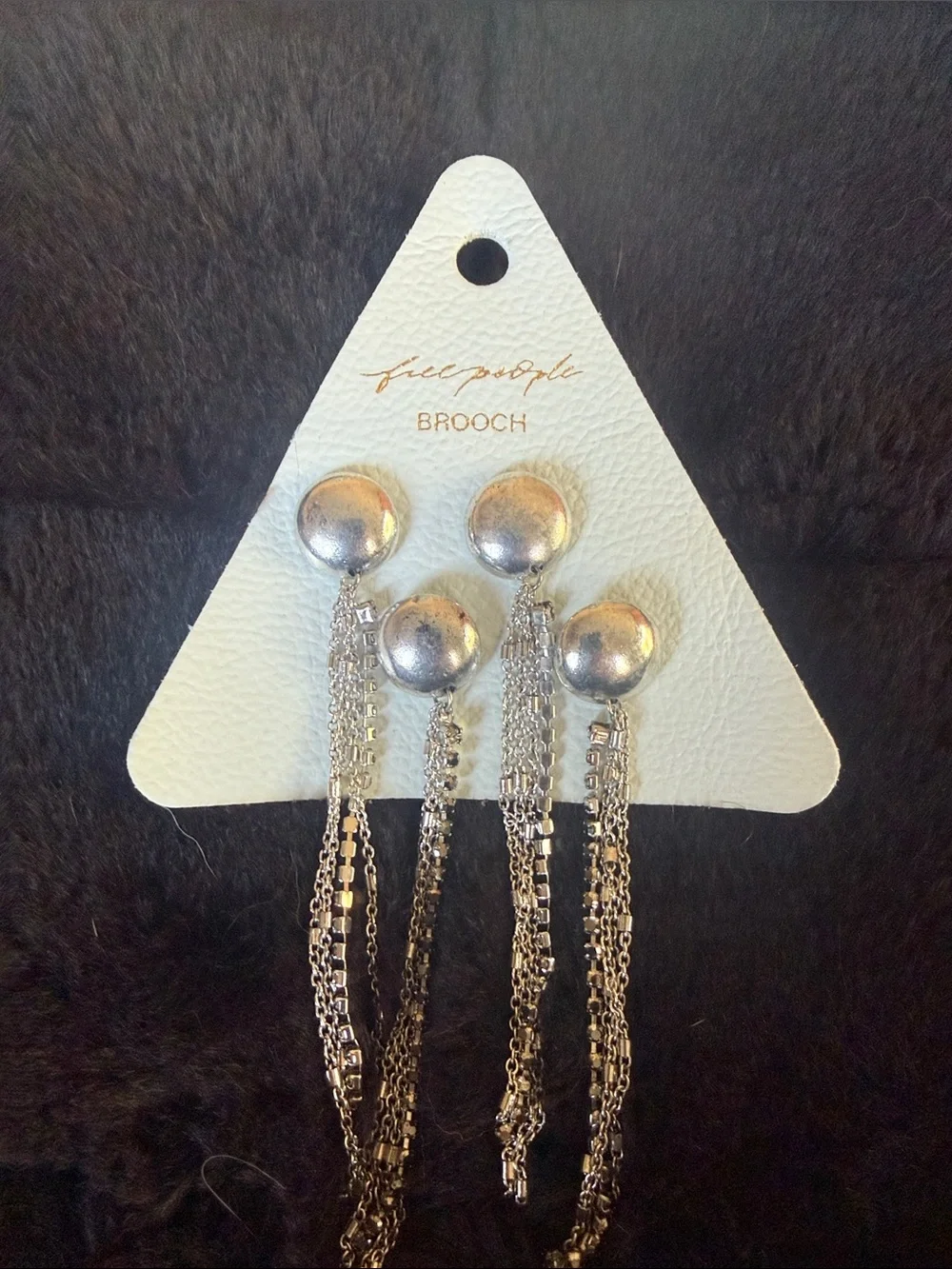Free People Silver Button Tassel Brooch Set